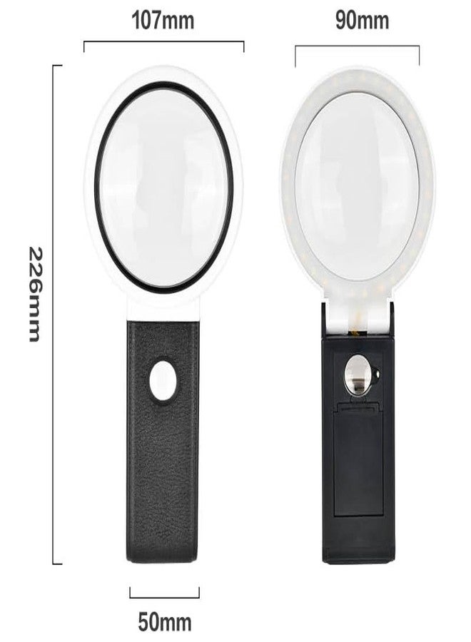 Bysameyee Magnifying Glasses with Light and Stand, 10X 25X Handheld Lighted Magnifier, Large Standing Magnifying Glass with 32 LED Lights for Close Work Coin Stamp Collection - Image 2