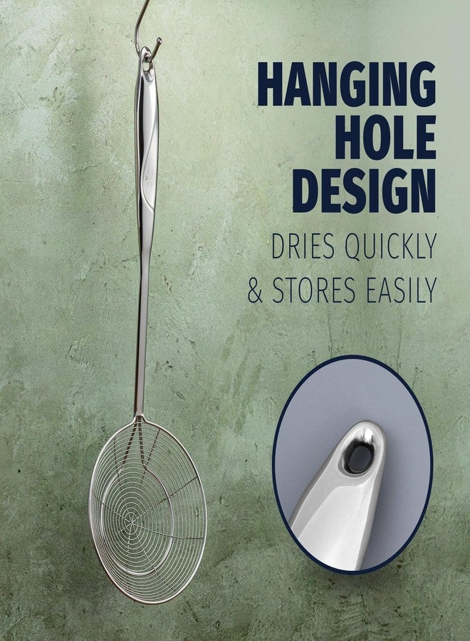 زولاي كيتشن مغرفة تصفية من الفولاذ المقاوم للصدأ من زولاي كيتشن - ملعقة تصفية كبيرة 15 بوصة للقلي والسلق والطهي السريع - أداة مطبخ متينة ومقاومة للصدأ والحرارة للاستخدام اليومي - Image 3