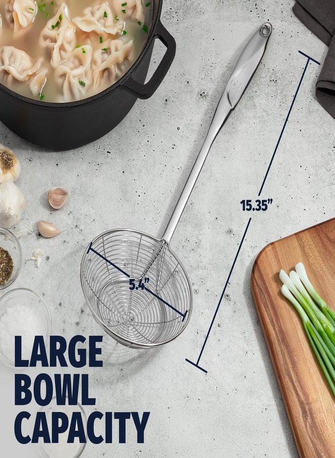 زولاي كيتشن مغرفة تصفية من الفولاذ المقاوم للصدأ من زولاي كيتشن - ملعقة تصفية كبيرة 15 بوصة للقلي والسلق والطهي السريع - أداة مطبخ متينة ومقاومة للصدأ والحرارة للاستخدام اليومي - Image 4