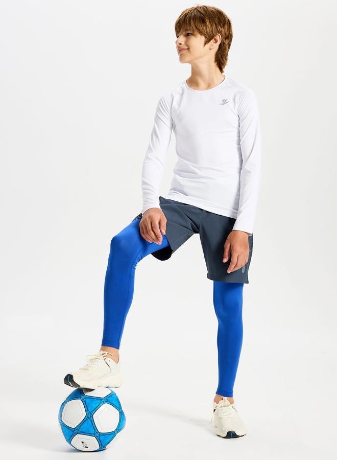 Devoropa Youth Boys Compression Thermal Shirt Long Sleeve Fleece Baselayer Soccer Baseball Undershirt White S - Image 4