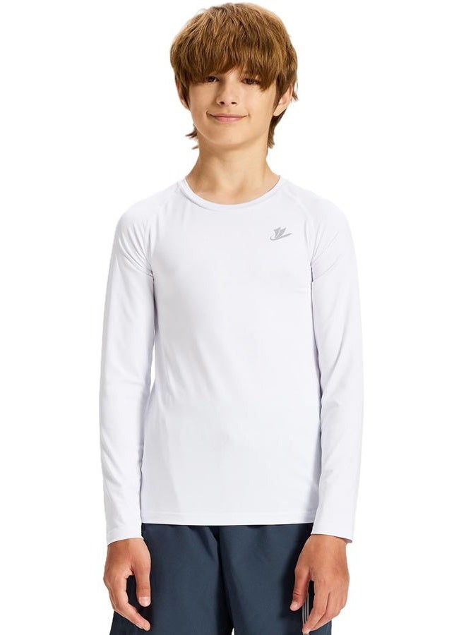 Devoropa Youth Boys Compression Thermal Shirt Long Sleeve Fleece Baselayer Soccer Baseball Undershirt White S - Image 2