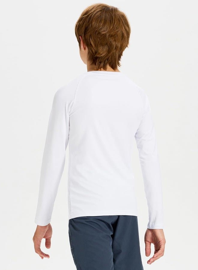 Devoropa Youth Boys Compression Thermal Shirt Long Sleeve Fleece Baselayer Soccer Baseball Undershirt White S - Image 3