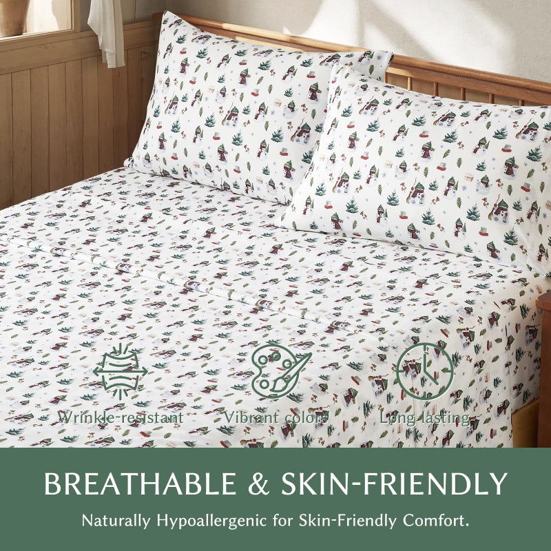 HYPREST Christmas Sheets Queen, Deep Pocket Queen Sheets up to 18 Inch, Soft Shabby Chic Bed Sheets Patterned Hotel Quality - Image 4
