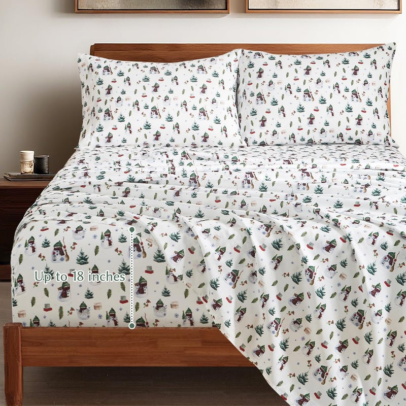 HYPREST Christmas Sheets Queen, Deep Pocket Queen Sheets up to 18 Inch, Soft Shabby Chic Bed Sheets Patterned Hotel Quality - Image 5