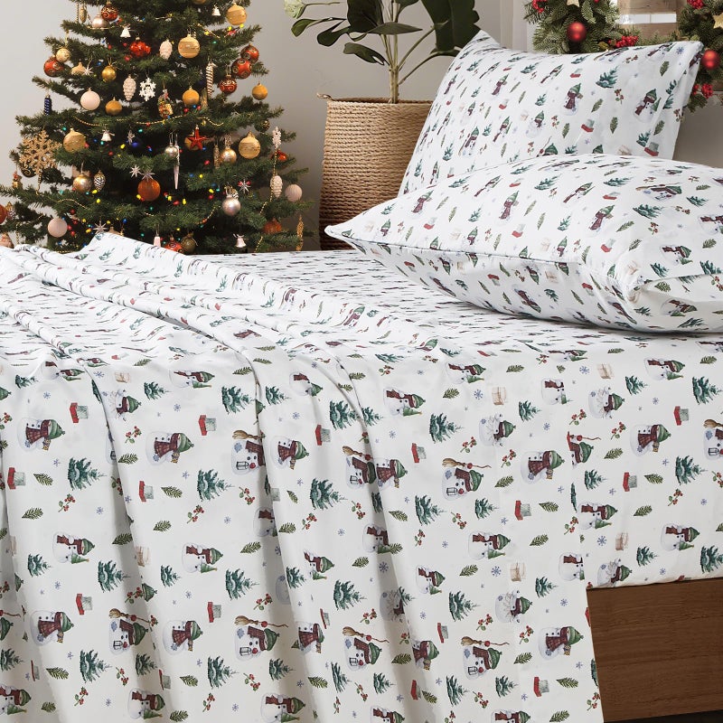 HYPREST Christmas Sheets Queen, Deep Pocket Queen Sheets up to 18 Inch, Soft Shabby Chic Bed Sheets Patterned Hotel Quality - Image 1