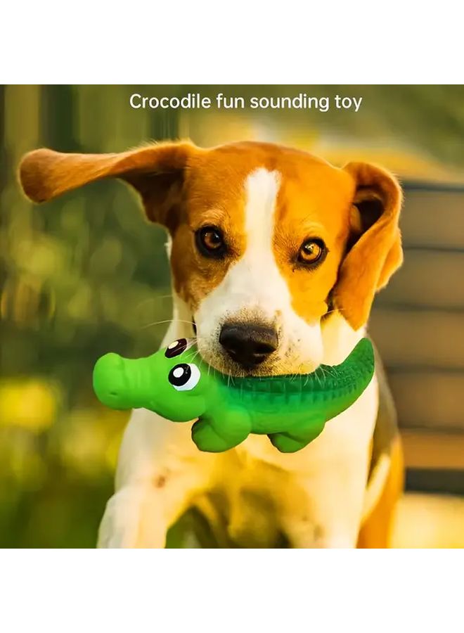 لعبة مضغ للكلاب متوسطة الحجم من المطاط المتين تنظيف الأسنان على شكل تمساح مقاومة للعض - Image 5