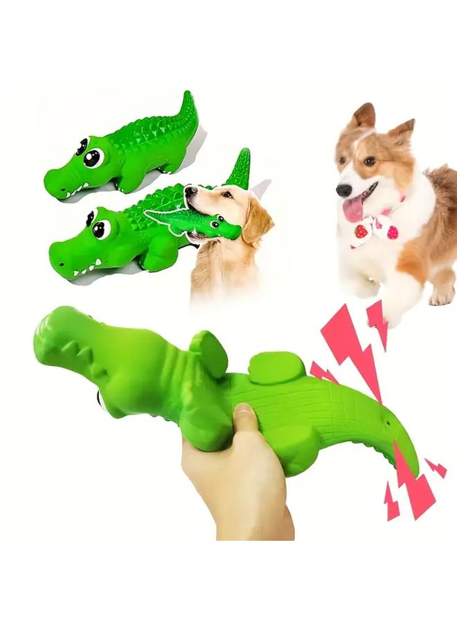 لعبة مضغ للكلاب متوسطة الحجم من المطاط المتين تنظيف الأسنان على شكل تمساح مقاومة للعض - Image 3