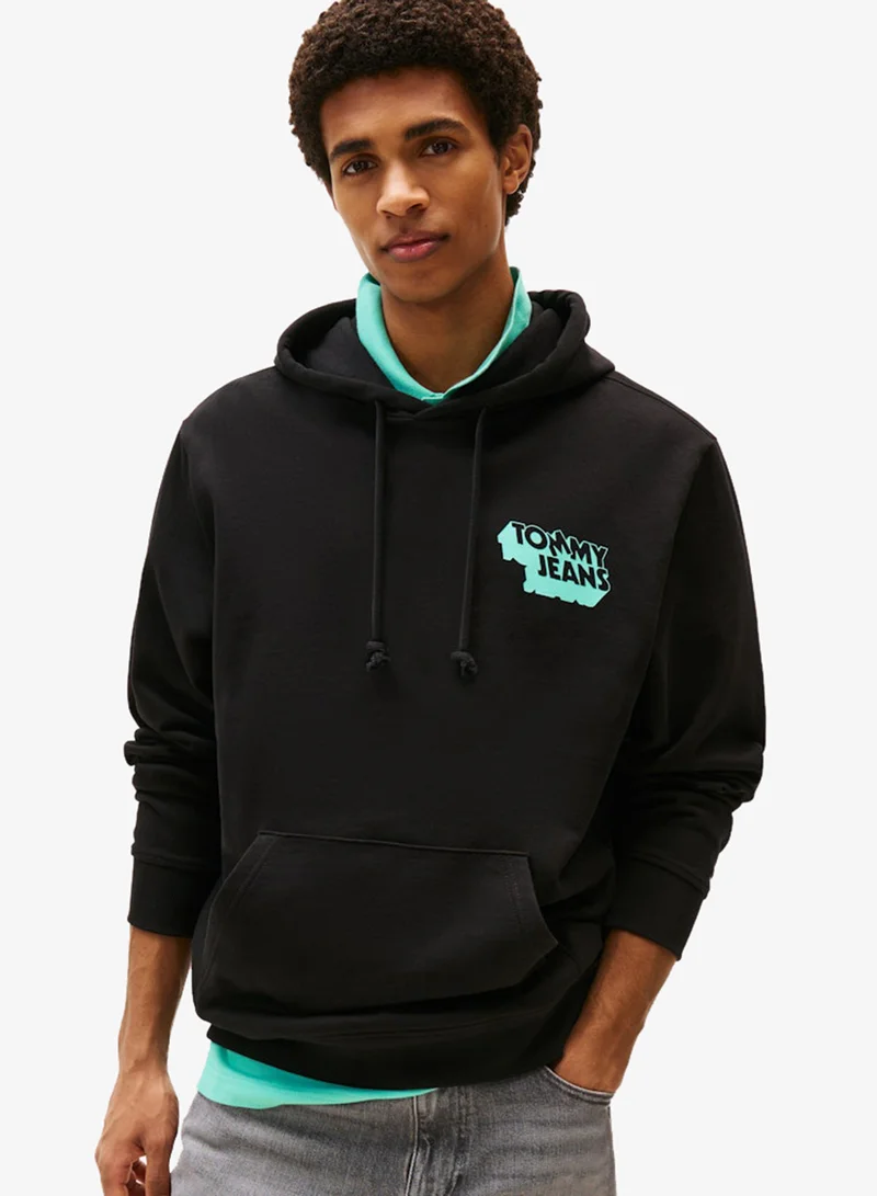 تومي جينز هودي بقلنسوة بشعار عادي