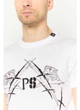 Plein Sport Men Sportswear Fit Short Sleeve Outdoor T Shirt, White  - Image 3