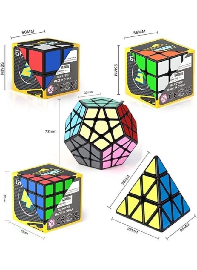 5 Pieces Magic Bundle Rubik's Speed Cube Set - 2x2x2 3x3x3 Pyramid Megaminx Skew Cube Smooth Sticker Cubes Collection Puzzle Cube Toy Gift for children kids adults  - Image 2