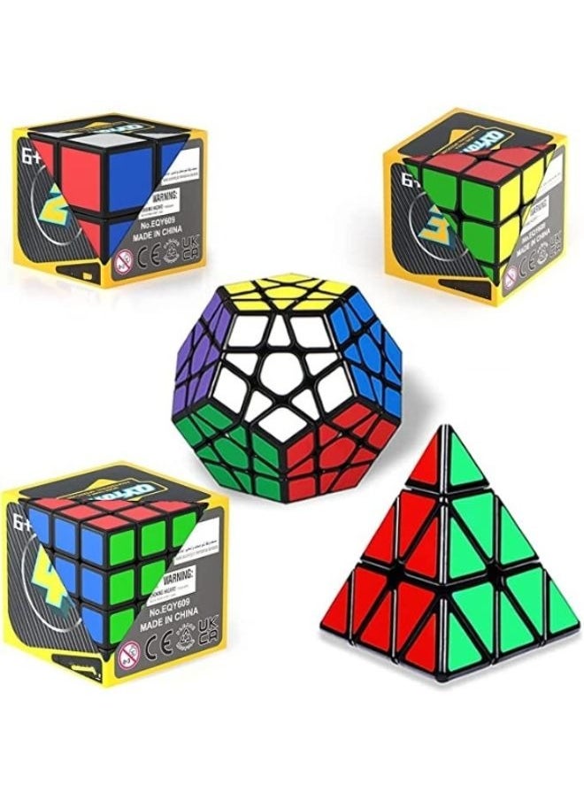 5 Pieces Magic Bundle Rubik's Speed Cube Set - 2x2x2 3x3x3 Pyramid Megaminx Skew Cube Smooth Sticker Cubes Collection Puzzle Cube Toy Gift for children kids adults  - Image 1
