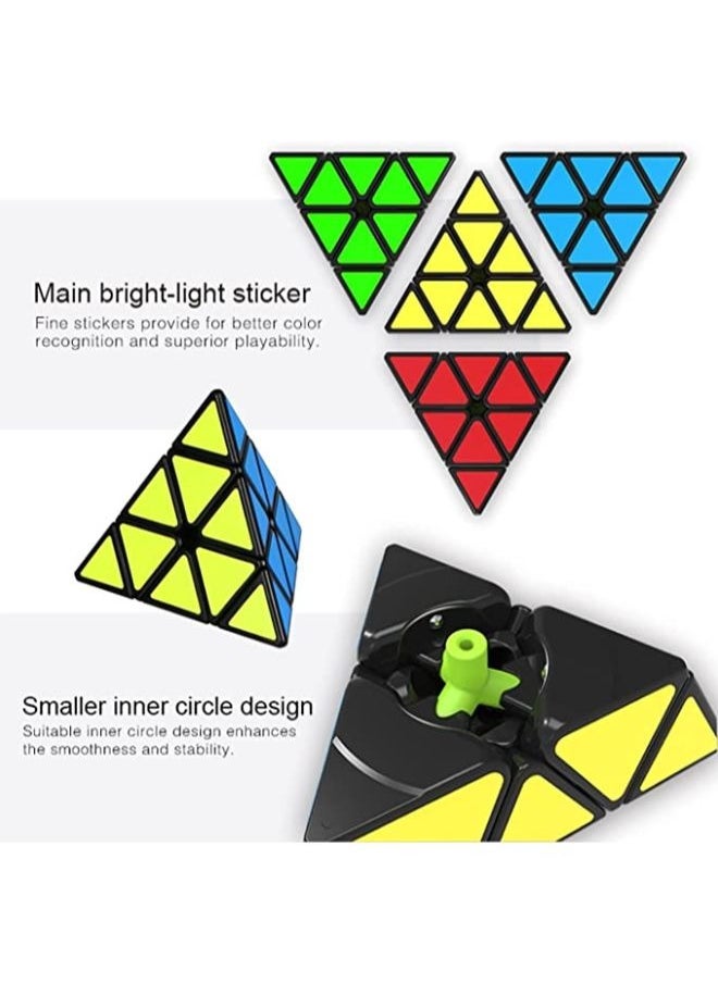 5 Pieces Magic Bundle Rubik's Speed Cube Set - 2x2x2 3x3x3 Pyramid Megaminx Skew Cube Smooth Sticker Cubes Collection Puzzle Cube Toy Gift for children kids adults  - Image 4