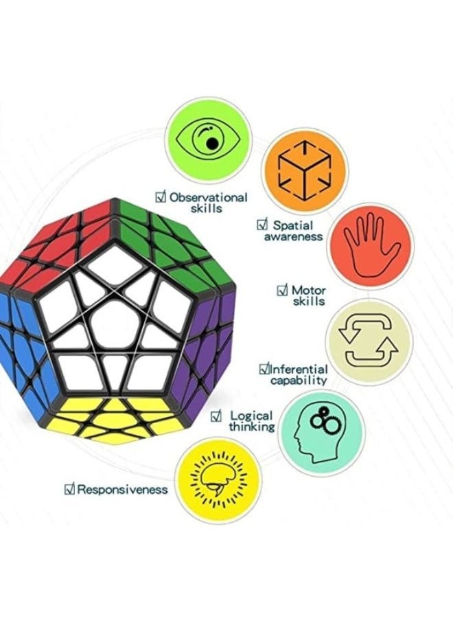 5 Pieces Magic Bundle Rubik's Speed Cube Set - 2x2x2 3x3x3 Pyramid Megaminx Skew Cube Smooth Sticker Cubes Collection Puzzle Cube Toy Gift for children kids adults  - Image 3
