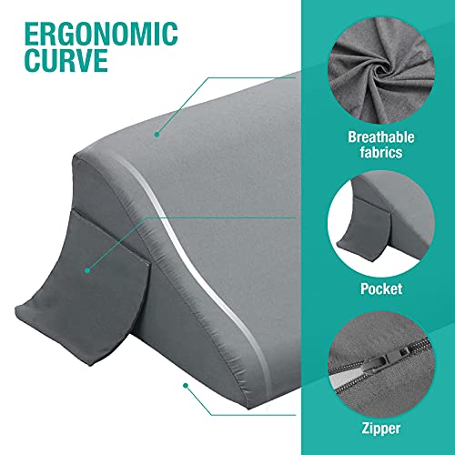 Vekkia King Bed Wedge Pillow for Headboard Gap/Bed Mattress Gap Filler Wedge,Bed Gap Filler Close Gap (0-6"),Stop Pillow Falling Down-Gray(76"x10"x6") - Image 2