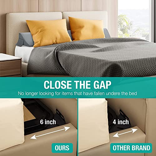 Vekkia King Bed Wedge Pillow for Headboard Gap/Bed Mattress Gap Filler Wedge,Bed Gap Filler Close Gap (0-6"),Stop Pillow Falling Down-Gray(76"x10"x6") - Image 3
