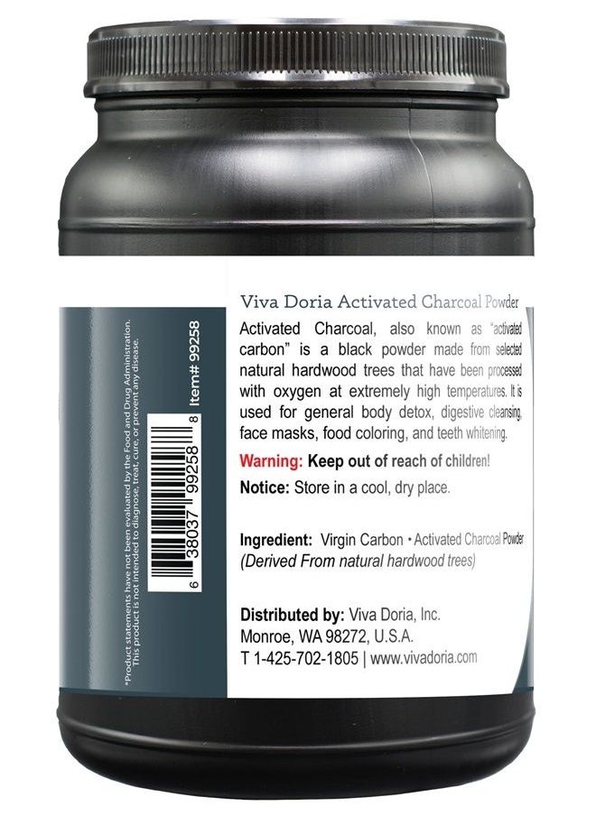 Viva Doria - Virgin Activated Charcoal Powder, Hardwood Derived, Food Grade, 16 Oz, (1 Pound) - Image 1
