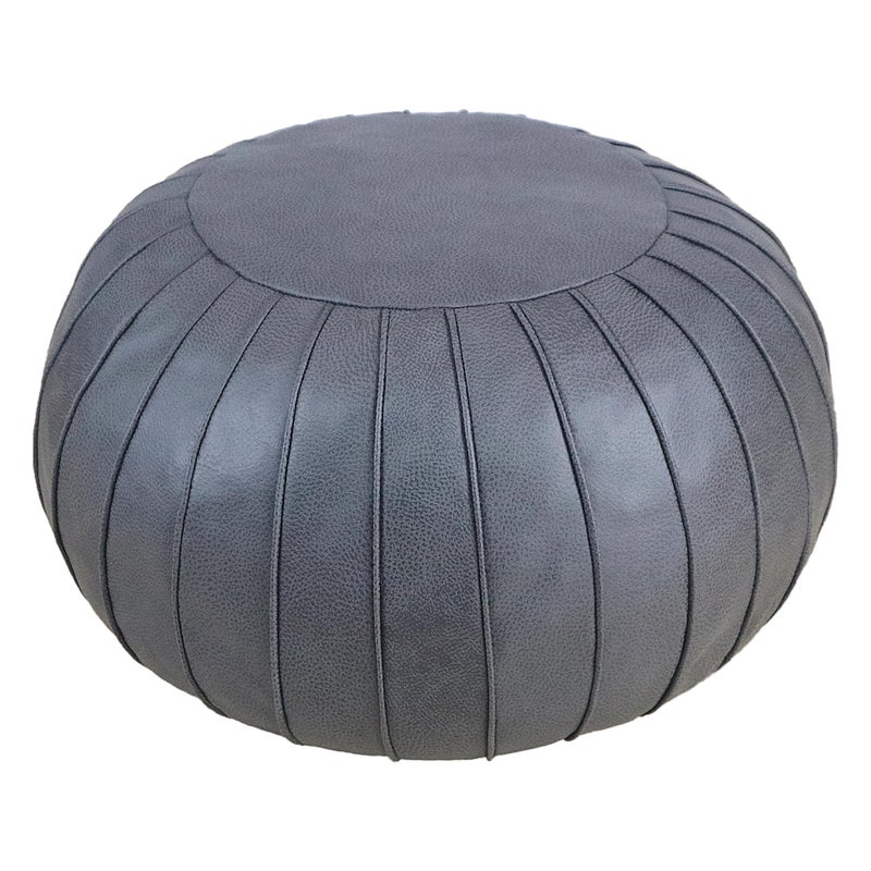 Thgonwid Handmade Storage Pouf Ottoman Foot Stool  Faux Suede Round Floor Cushion 216x13 for Living Room Bedroom Wedding Decor Unstuffed Deep Grey