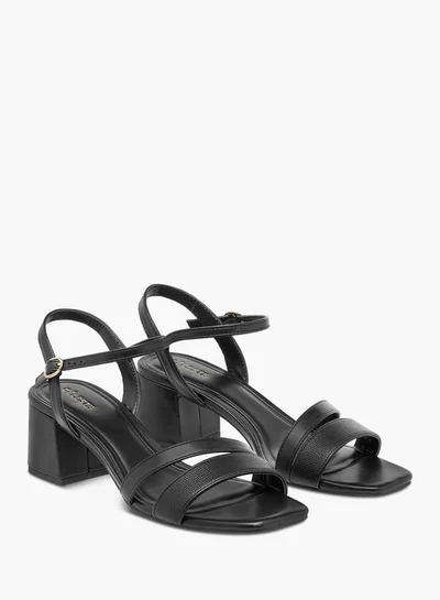 سيليست Women's Logo Detail Sandals with Block Heels and Buckle Closure