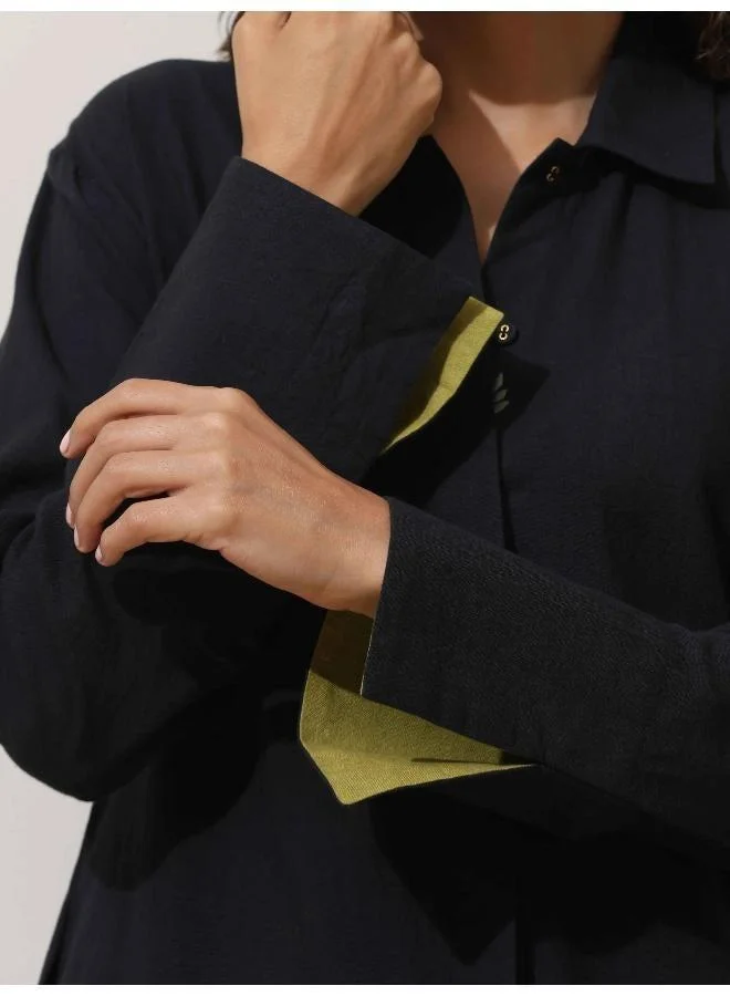 trueBrowns  trueBrowns Black Cotton Kurta Pant Set for Women | Best Price UAE