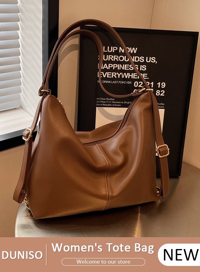 DUNISO Women's Shoulder Tote Bag Faux Leather Handbag For Women Large Capacity Bucket Bag Fashionable Travel Messenger Bag Shoulder Bag For Ladies Girls College Students - Image 1