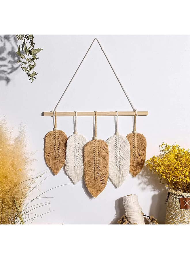 انتيكيانو ريشة مكرمية للتعليق على الحائط بتصميم اوراق شجر بوهو مصنوع يدويا 38,4 x 16,3 - Image 1