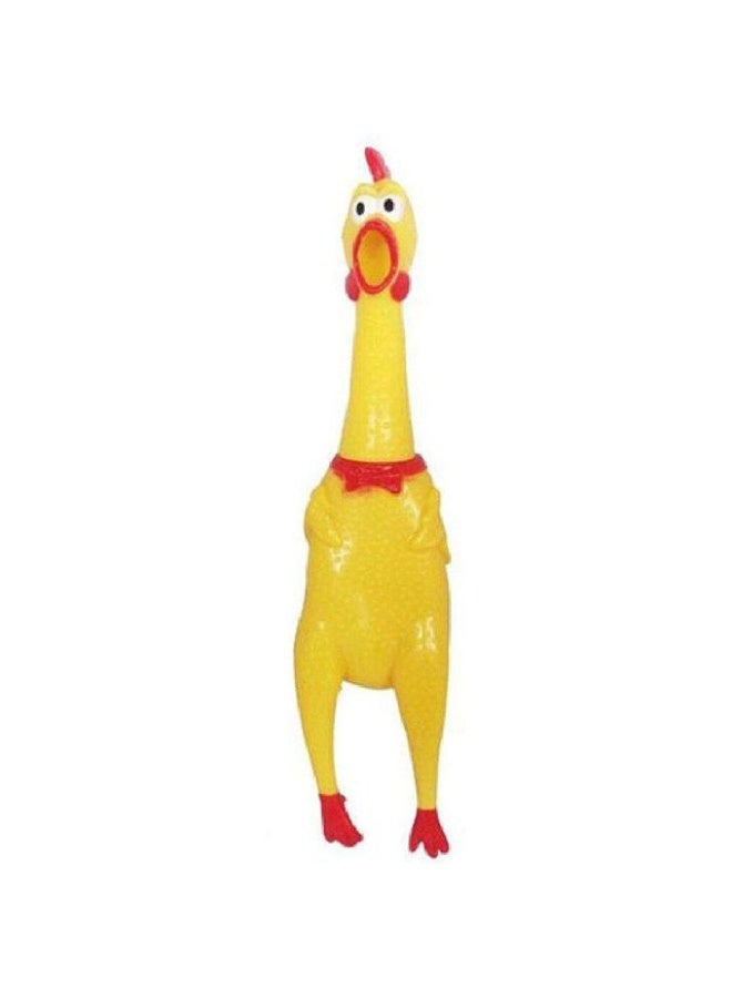 A squeaky, glowing chicken when pressed.