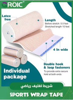 GROIC 6 Pack Sports Bandage,Elastic Bandage Wrap,Compression Wrap Bandage for Legs, Ankle, Knee, Tummy,Latex-Free Compression Bandage  - Image 2