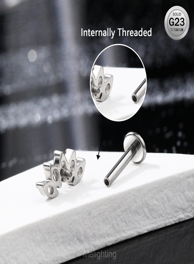 Melighting Titanium Conch Piercing Jewelry Internally Threaded 16G Curved Helix Earring Clear CZ Helix Stud Titanium G23 Cartilage Earring Flat Back Earring 8mm - Image 4