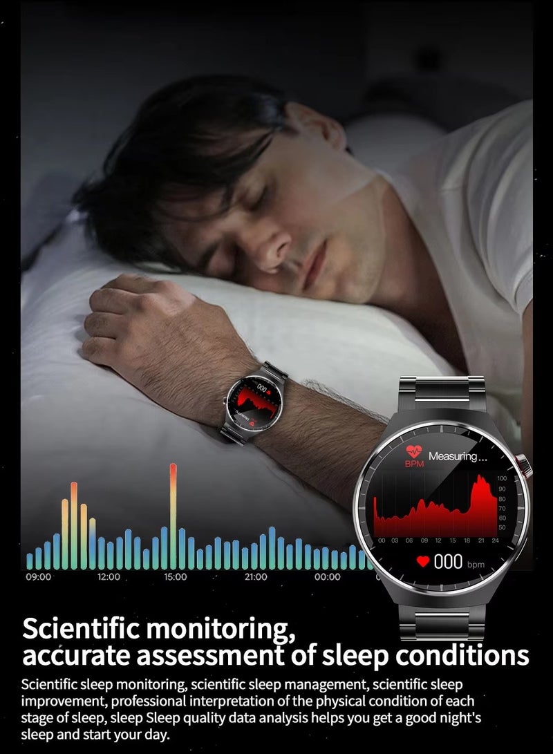 كالوبي ساعة ذكية 4 مع 3 أشرطة للساعة، ساعة ذكية SK38 شحن لاسلكي، شاشة AMOLED 1.5 بوصة، مراقبة معدل ضربات القلب، ساعة ذكية للمكالمات عبر البلوتوث للرجال - Image 5