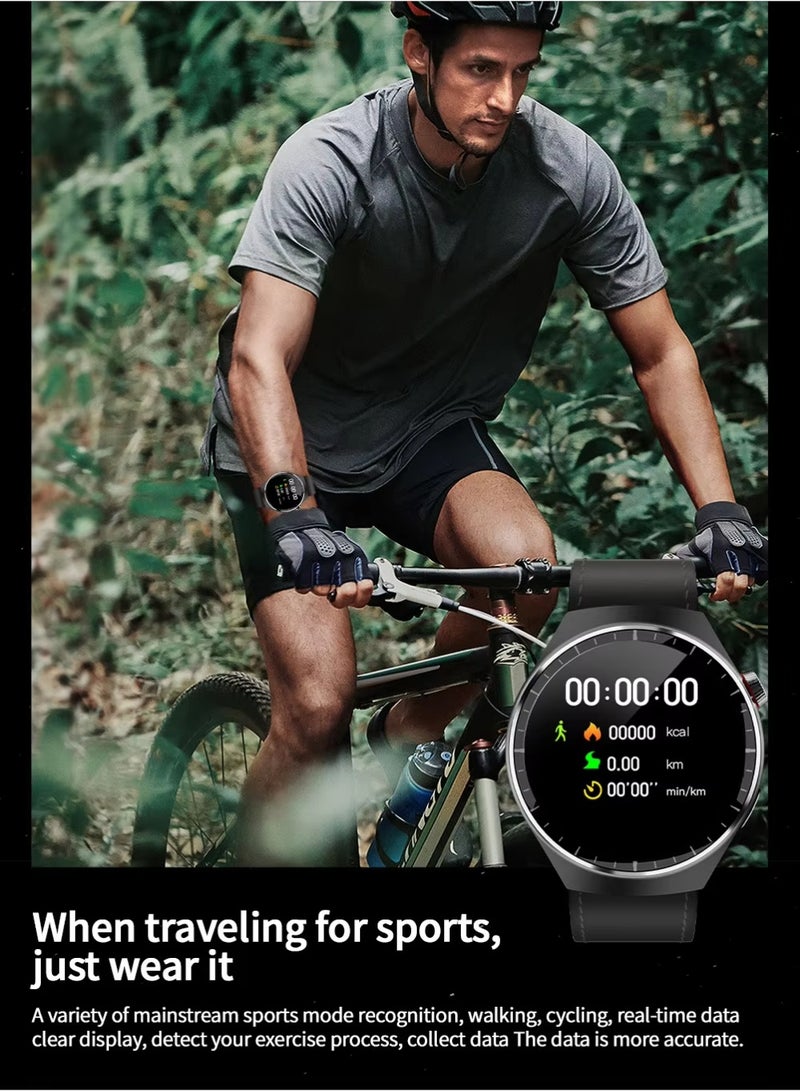 كالوبي ساعة ذكية 4 مع 3 أشرطة للساعة، ساعة ذكية SK38 شحن لاسلكي، شاشة AMOLED 1.5 بوصة، مراقبة معدل ضربات القلب، ساعة ذكية للمكالمات عبر البلوتوث للرجال - Image 2