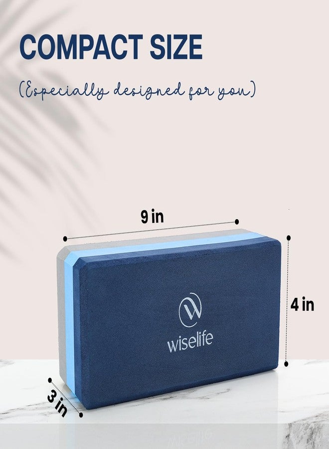 WiseLife Classic Yoga Block | Yoga Brick (Regular Size), High Density Premium TPE Foam Material, Soft Surface, Triple Layer for Optimum Balance, Support & Cushion (Single, Blue Grey) - Image 2