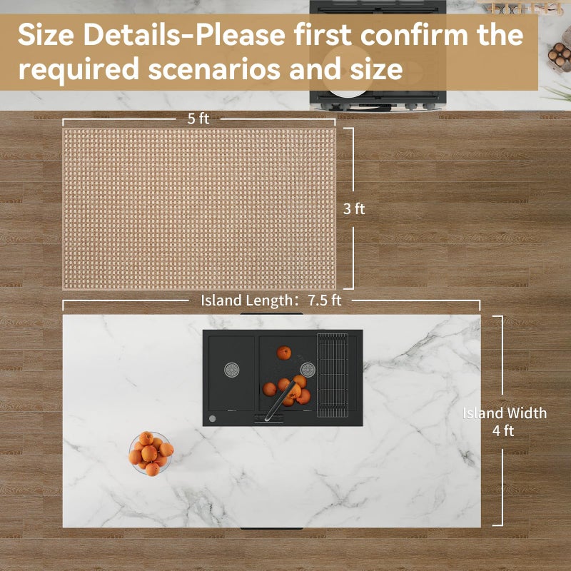 YDKGL Boho 3x5 ft Washable Area Rug Entryway Runner for Kitchen, Non Slip Woven Hallway Rugs Kitchen Mats for Floor Hall Rug Indoor Door Mat Carpet for Backdoor Bedroom Living Room, Easy Clean, Brown - Image 3