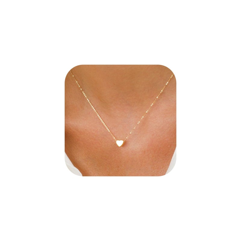 Ieftop Easter Gifts for Kids Toddlers Teens Women - Dainty 14k Gold Plated Heart Pendant Necklaces Unique Easter Gifts Her Girlfriend Teenage Girl Jewelry First Birthday Gift - Image 1