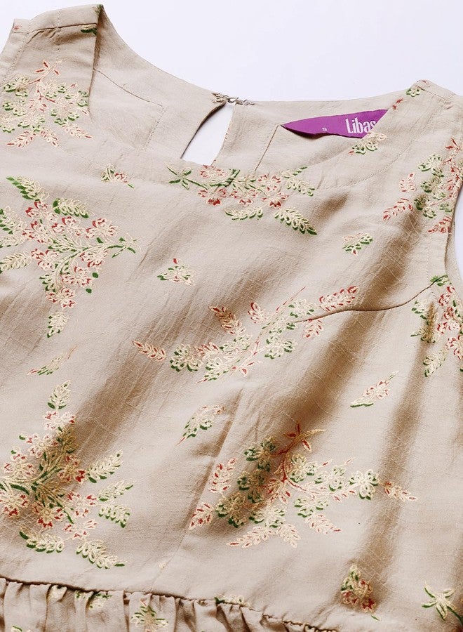 Libas Women Silk Blend Printed Kurta Sets (20242O_Grey, XL - Image 5