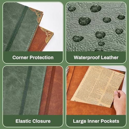 Ovesmusl PU Leather 3 Ring Binder Fits 8.5"x11" Letter Size Paper, 1 Inch Round Ring Binder Holds 200 Sheets, Notepad Paper Cover Loose Leaf Organizer for School, Vintage Green - Image 5
