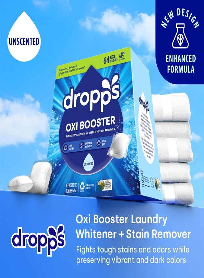 Dropps Oxi Booster Pods, Unscented (64 Pods) - Chlorine-Free Bleach Alternative Biobased Laundry Whitener & Stain Remover for Extra Tough Stains - Fragrance-Free & Hypoallergenic for Sensitive Skin - Image 2