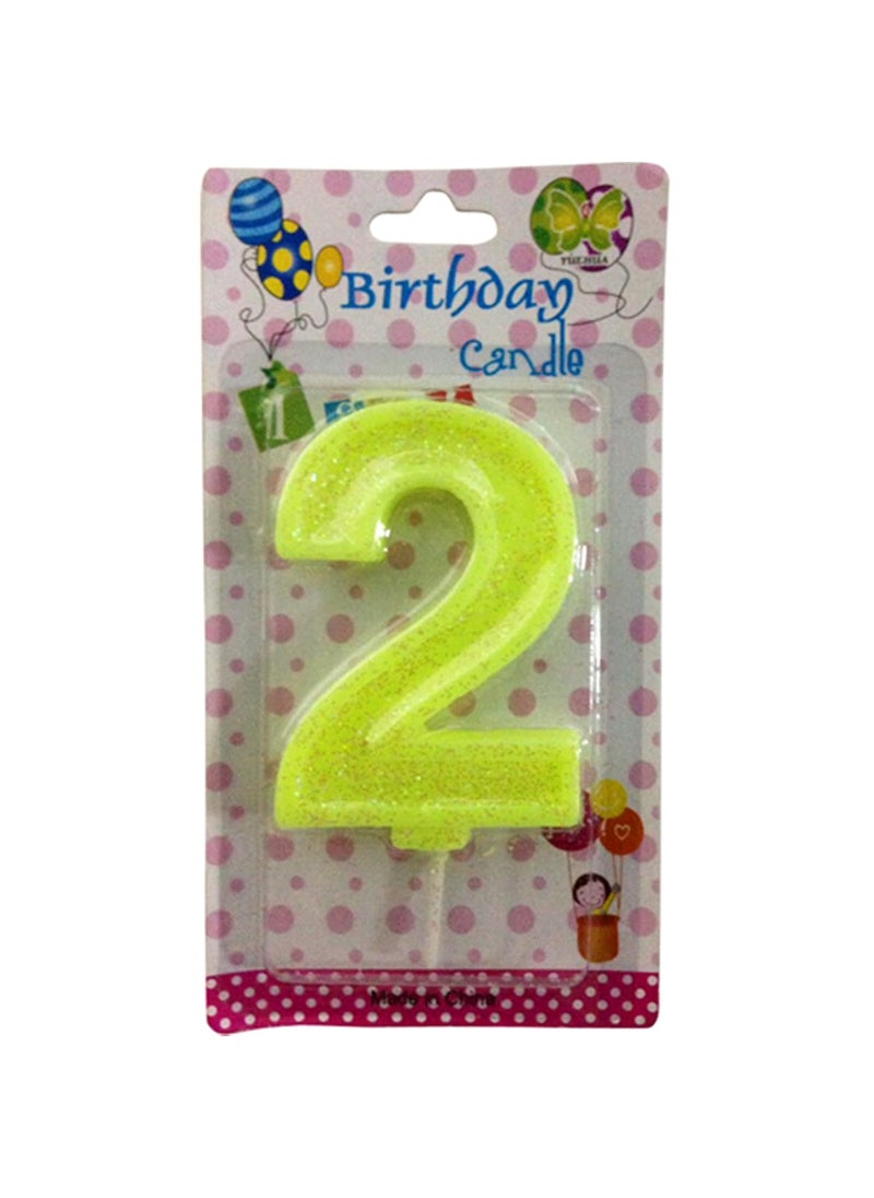 Funcart Funcart Neon Yellow Glitter 2 Numerical Cake Candle for 2nd Birthday DecorationCake TopperCake DecorationBirthday Decoration 