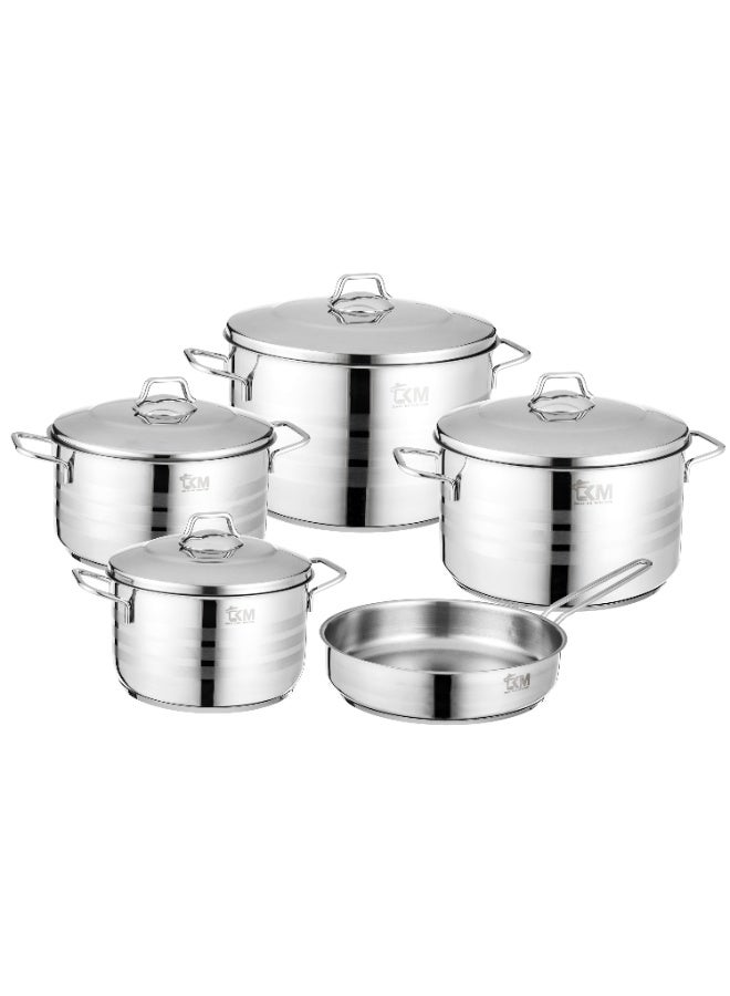 دانيا طقم قدور ستانلس الستيل التركي 18/10 مع غطاء استيل من الجودة العالية مكون من 9 قطع  ( 20 سم قدر-22سم قدر -24سم قدر-26سم قدر )+ 24 طاوة - Image 1