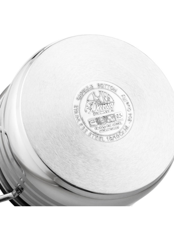 دانيا طقم قدور ستانلس الستيل التركي 18/10 مع غطاء استيل من الجودة العالية مكون من 9 قطع  ( 20 سم قدر-22سم قدر -24سم قدر-26سم قدر )+ 24 طاوة - Image 3