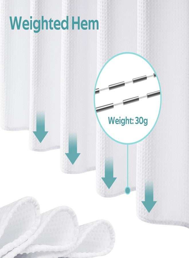 Vipfree 3 in 1 Shower Curtain Set, Waffle Shower Curtain and Liner Set with 12 Double Sided Shower Curtain Hooks, 258GSM Luxury Weighted Cloth Shower Curtains for Bathroom, 72 W x 72 H, White - Image 5