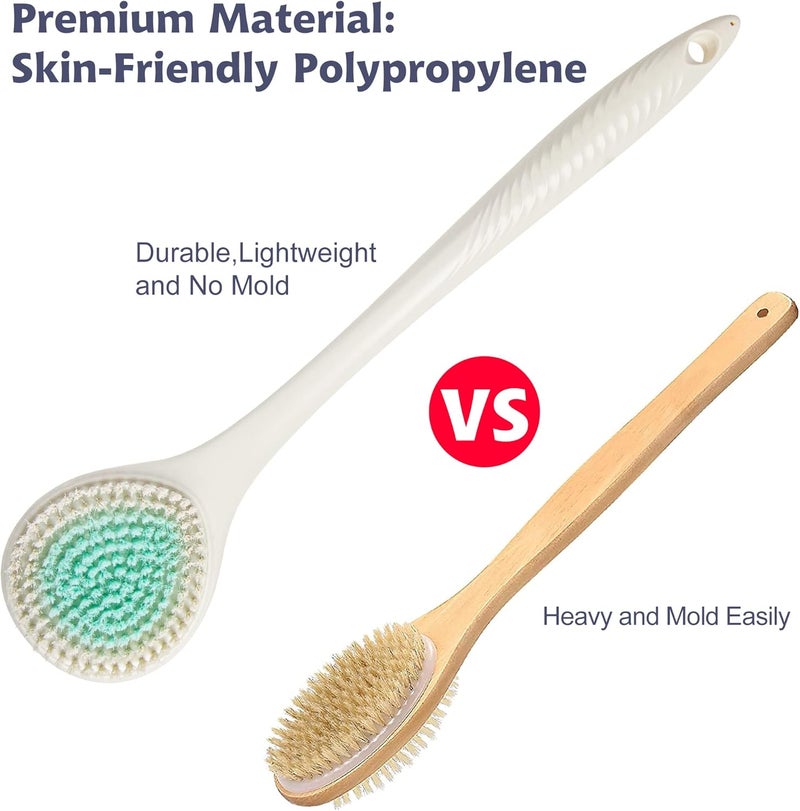 BEDELITE Back Bath Brush Long Handle for Shower - Soft Shower Brush for Men & Women,Back Brush Scrubber(16.4" Long), Skin Exfoliator for Bath Scrubber Body Brush(Ivory) - Image 2