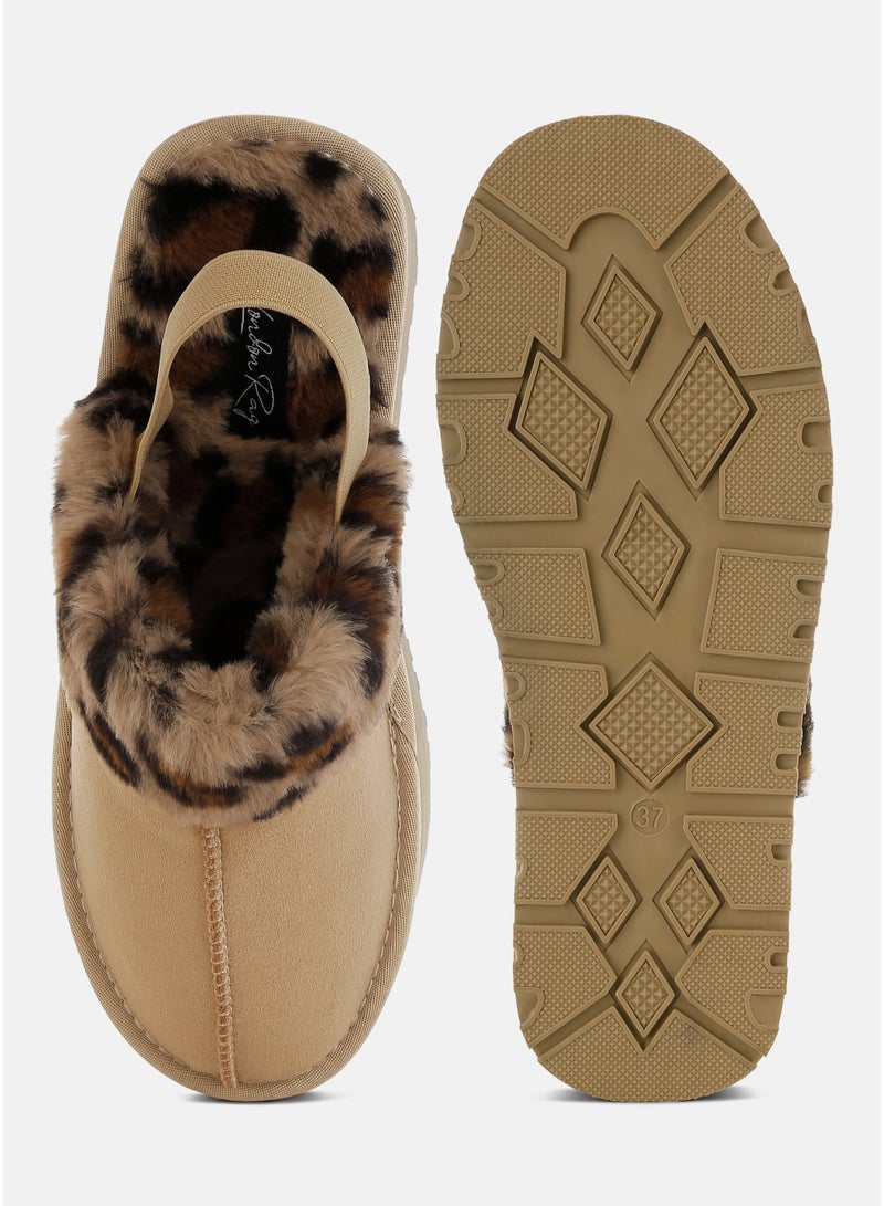 London Rag Leopard Faux Fur Platform Classic Slingback in Beige - Image 4