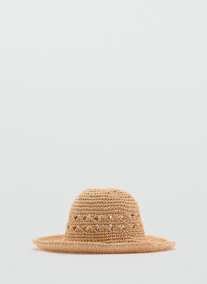 MANGO Natural Fibre With Openwork Details Hat  - Image 1