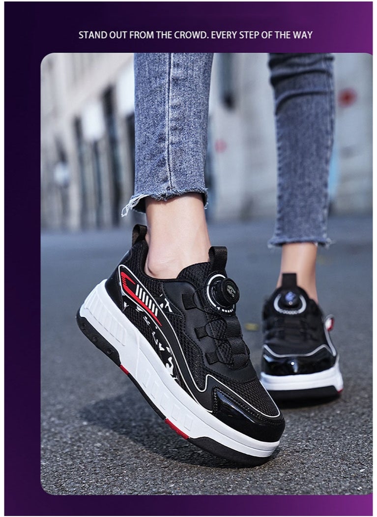 NIBEMINENT Kids Roller Skates Shoes 4 Wheels Roller Shoes Boys Girls Wheel Shoes Roller Sneakers Shoes for Beginner More Balanced  - Image 2