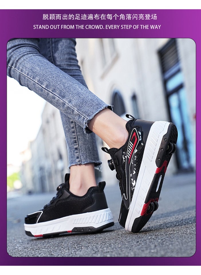 NIBEMINENT Kids Roller Skates Shoes 4 Wheels Roller Shoes Boys Girls Wheel Shoes Roller Sneakers Shoes for Beginner More Balanced  - Image 4