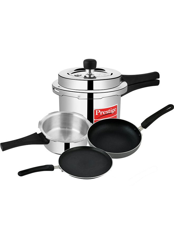 Prestige Kitchen Starter Pack (Popular Svachh 3 Ltr + 2 Ltr Body + Fry Pan 180mm + Tawa 250mm) 