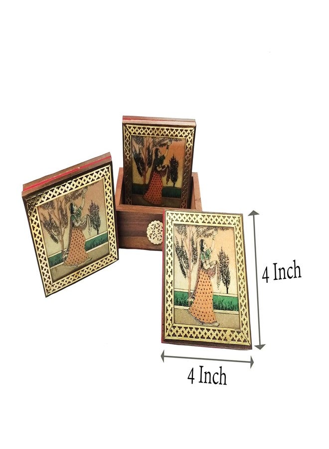 Copper Crafts Gemstone Painting Pure Brass Tea Cup, Coffee Mug, Coaster Set Indian Tradition (Raghini Coaster) - Image 3