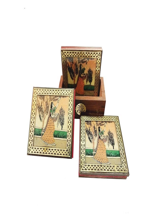 Copper Crafts Gemstone Painting Pure Brass Tea Cup, Coffee Mug, Coaster Set Indian Tradition (Raghini Coaster) - Image 2