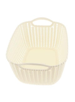 Alissa Home Storage Basket Bathroom Weaving Rattan Plastic Storage Baskets Bins Organizer with Handles Set of 2 Beige  - Image 4