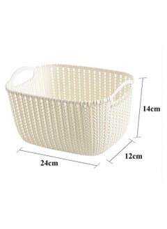 Alissa Home Storage Basket Bathroom Weaving Rattan Plastic Storage Baskets Bins Organizer with Handles Set of 2 Beige  - Image 5